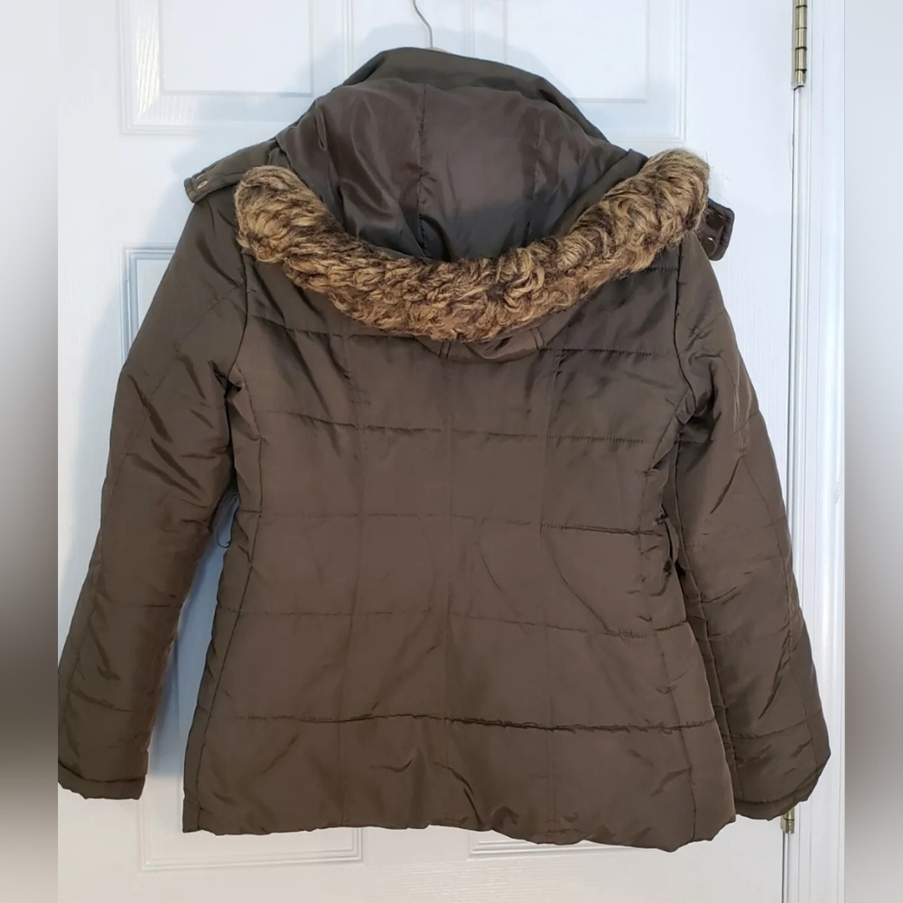 ❤️ New York & Company Faux-Fur Trim Puffer Jacket Size XS - BROWN ❤️ - Picture 9 of 12